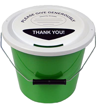 green donation bucket