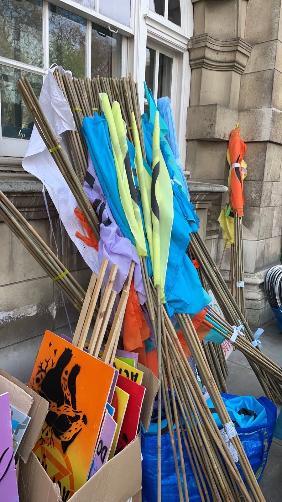 flags awaiting collection