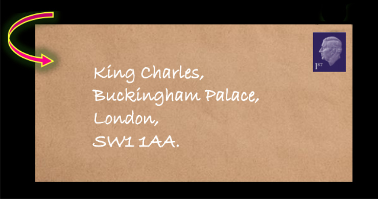 King's address on an envelope