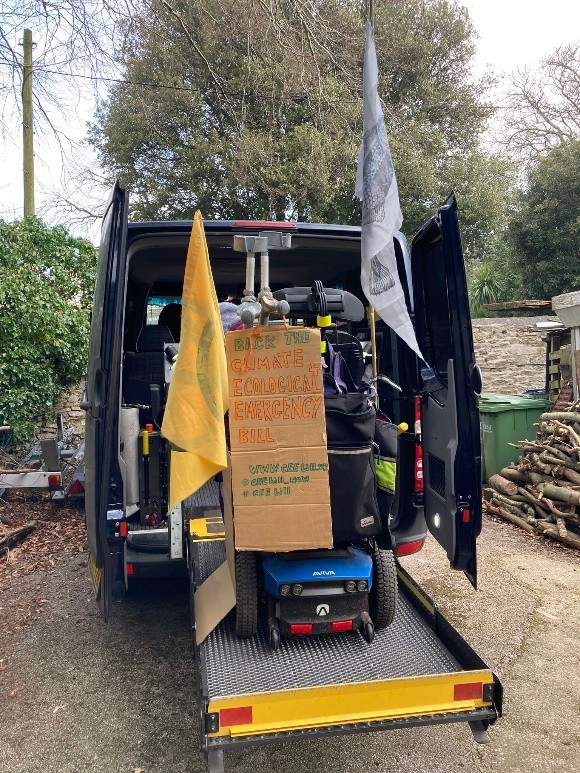 van with ramp and wheelchair on the ramp